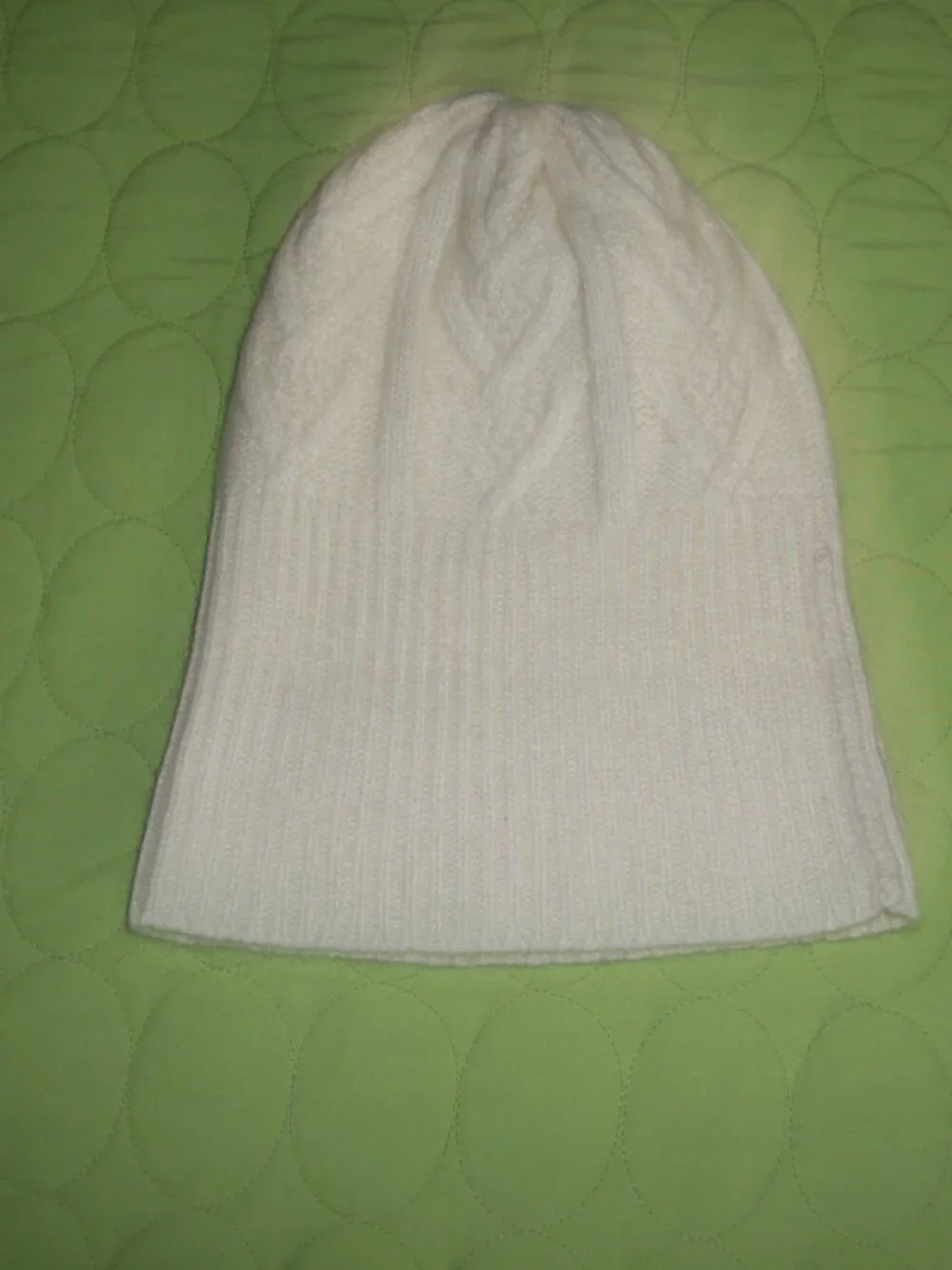 White Cable Knit Beanie Hat